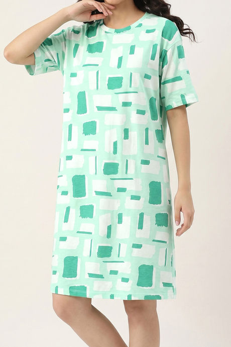 Zivame 2 Mile Fashion Knit Cotton Loungewear Dress - Brook Green — image 6